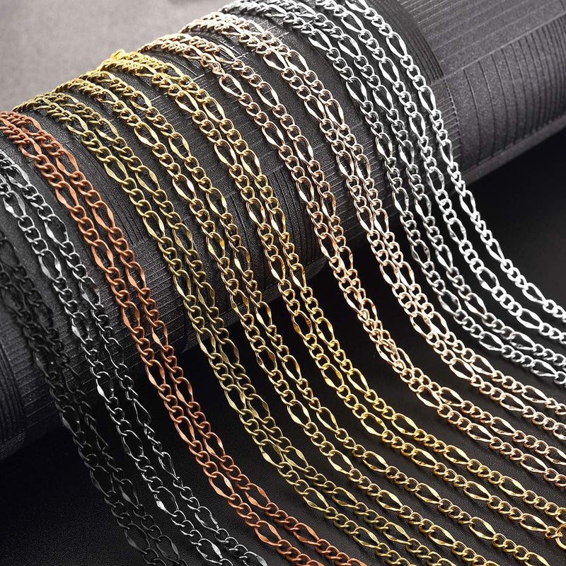 LANBEIDE 40 Packs 10 Colors Brass Necklace Chains - 21" Flat Oval Links Cable Chain, 3mm with Lobster Clasps for Jewelry Making - Image 4